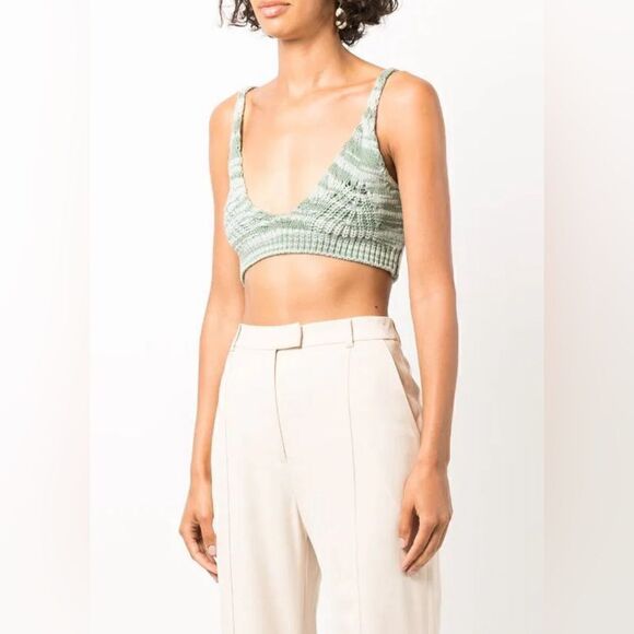 Revolve x Jonathan Simkhai Cora spade dyed Open Cable-Knit Bra Top in jade. S - Picture 5 of 10